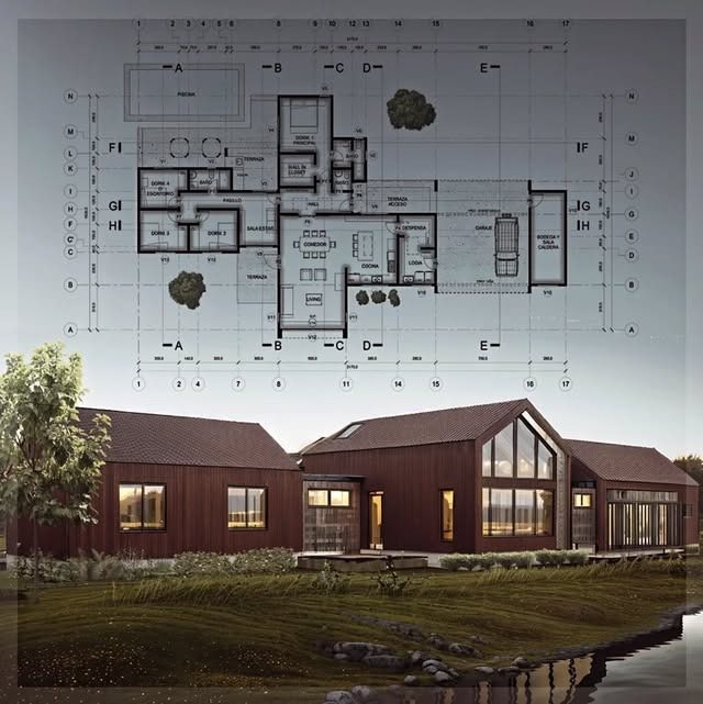 Vivienda Familiar · Planta arquitectónica y render